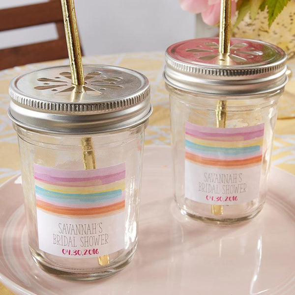 Favor Boxes & Containers Personalized Mason Jar - Pineapples & Palms (2 Sets) Kate Aspen