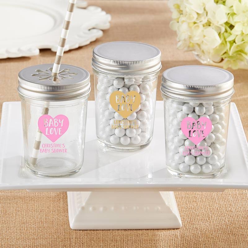 Favor Boxes & Containers Personalized Printed Glass Mason Jar - Baby Love (3 Sets of 12) Kate Aspen