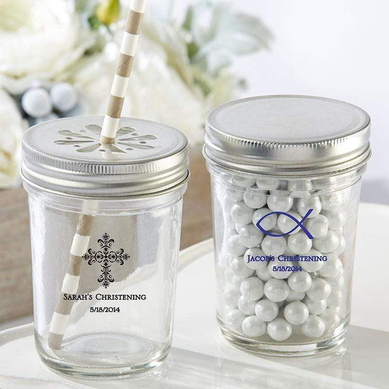 Favor Boxes & Containers Personalized Printed Glass Mason Jar - Religious (3 Sets of 12) Kate Aspen