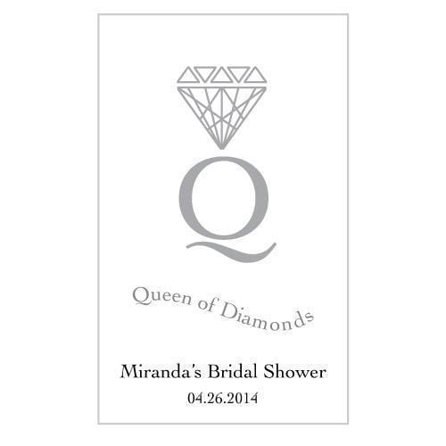 Favor Queen Of Diamonds  Rectangular Playing Card Sticker Metallic Berry (Pack of 1) Weddingstar