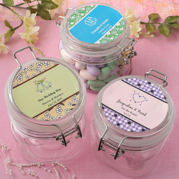 Favors By Season Personalized Expressions Collection 16 oz. Large clear Acrylic Apothecary Jar Favor Fashioncraft