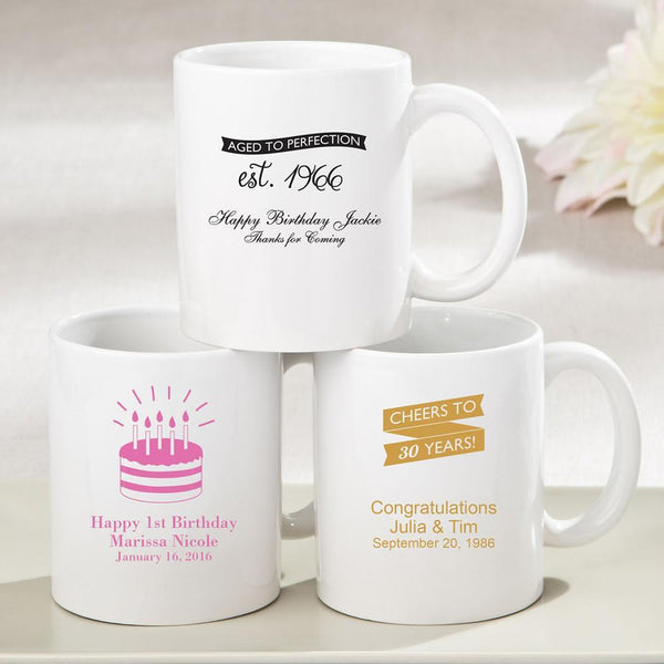 Favors By Season Personalized White ceramic coffee mug - birthday design Fashioncraft