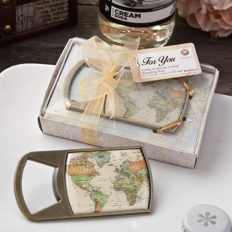 Favors by Theme Vintage travel themed map design metal bottle opener from fashioncraft Fashioncraft