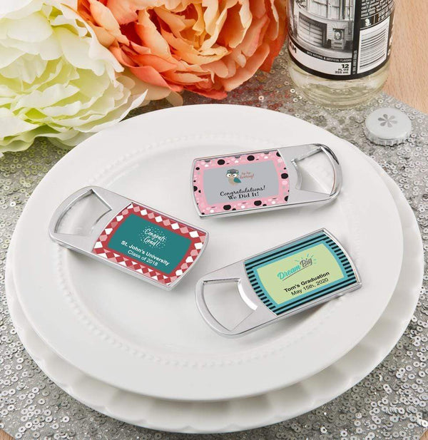 Favors By Type personalized epoxy dome chrome silver metal bottle opener - graduation design Fashioncraft