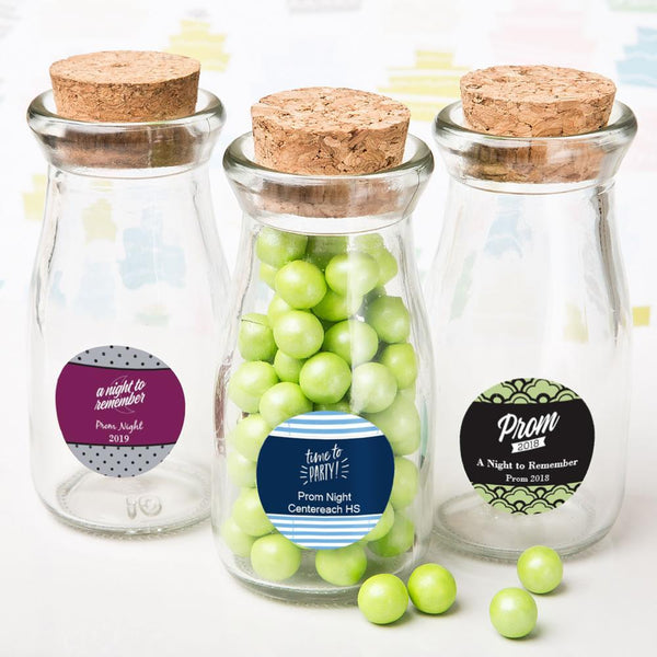 Favors By Type Personalized Vintage Glass Milk Bottle With Round Cork Top - prom design Fashioncraft
