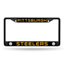 FBC License Frame (Black Metal) Cool License Plate Frames Steelers Black Chrome Frame RICO