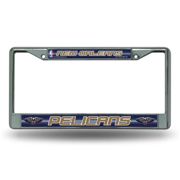 FCGL License Frame (Chrome Glitter) Car License Plate Frame Pelicans Bling Chrome Frame RICO