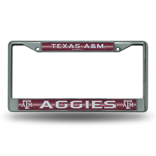 Jeep License Plate Frame Texas A&M Bling Chrome Frame