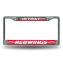 FCGL License Frame (Chrome Glitter) Vehicle License Plate Frames Red Wings Bling Chrome Frame RICO