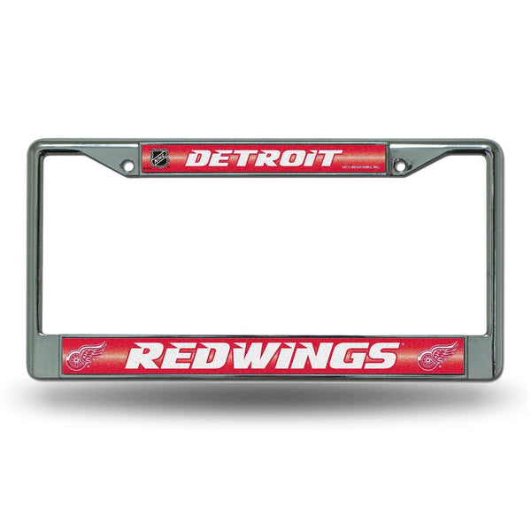 FCGL License Frame (Chrome Glitter) Vehicle License Plate Frames Red Wings Bling Chrome Frame RICO