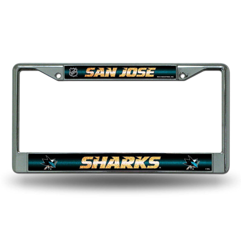 FCGL License Frame (Chrome Glitter) Vehicle License Plate Frames Sharks Bling Chrome Frame RICO