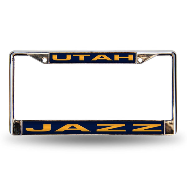 Porsche License Plate Frame Utah Jazz Blue Laser Chrome Frame