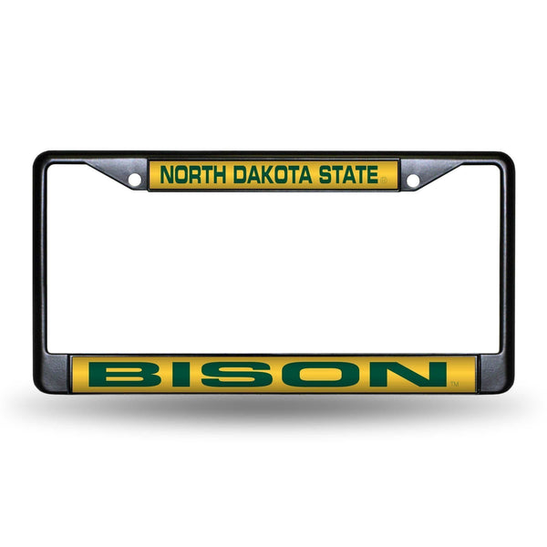 FCLB Laser License Frame (Black) Black License Plate Frame North Dakota State Black Laser Chrome Frame RICO
