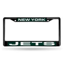 FCLB Laser License Frame (Black) Cadillac License Plate Frame New York Jets Black Laser Chrome Frame RICO