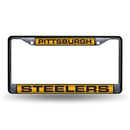 FCLB Laser License Frame (Black) Cadillac License Plate Frame Pittsburgh Steelers Black Laser Chrome Frame RICO