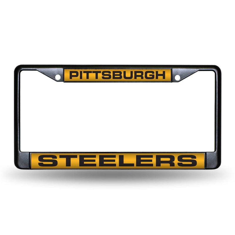 FCLB Laser License Frame (Black) Cadillac License Plate Frame Pittsburgh Steelers Black Laser Chrome Frame RICO