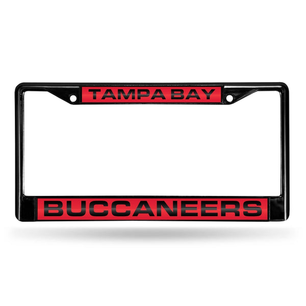 FCLB Laser License Frame (Black) Cadillac License Plate Frame Tampa Bay Buccaneers Black Laser Chrome Frame RICO