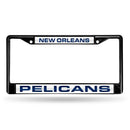 FCLB Laser License Frame (Black) Porsche License Plate Frame New Orleans Pelicans Black Laser Chrome Frame RICO