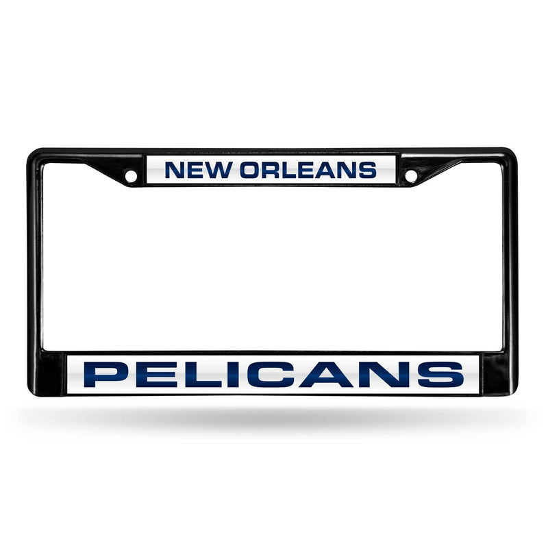 FCLB Laser License Frame (Black) Porsche License Plate Frame New Orleans Pelicans Black Laser Chrome Frame RICO