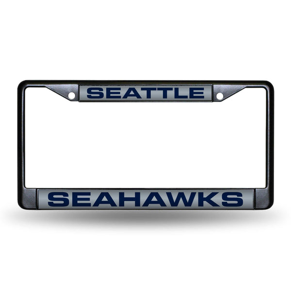 Cadillac License Plate Frame Seattle Seahawks Black Laser Chrome Frame