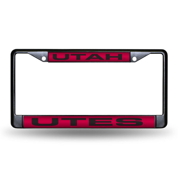 Subaru License Plate Frame Utah Black Laser Chrome Frame