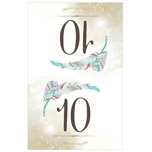Feather Whimsy Folded Table Numbers Numbers 1-12 Purple (Pack of 12)-Table Planning Accessories-Chocolate Brown-73-84-JadeMoghul Inc.