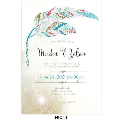 Feather Whimsy Invitation (Pack of 1)-Invitations & Stationery Essentials-JadeMoghul Inc.