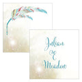 Feather Whimsy Open Format Square Favor Tag Purple (Pack of 1)-Wedding Favor Stationery-Chocolate Brown-JadeMoghul Inc.