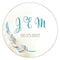 Feather Whimsy Small Sticker Sea Blue (Pack of 1)-Wedding Favor Stationery-Chocolate Brown-JadeMoghul Inc.