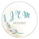 Feather Whimsy Small Sticker Sea Blue (Pack of 1)-Wedding Favor Stationery-Purple-JadeMoghul Inc.