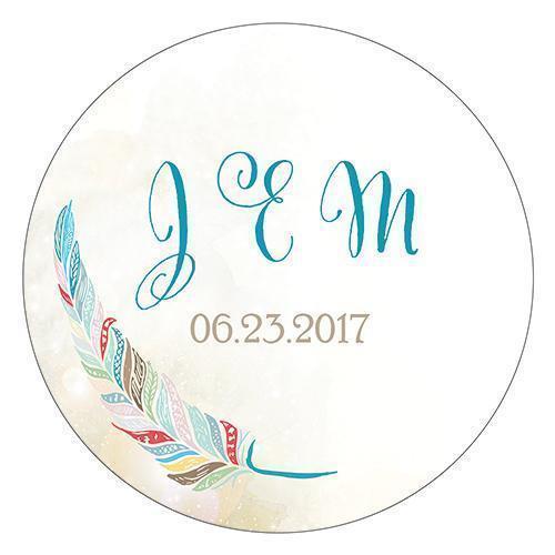 Feather Whimsy Small Sticker Sea Blue (Pack of 1)-Wedding Favor Stationery-Sea Blue-JadeMoghul Inc.