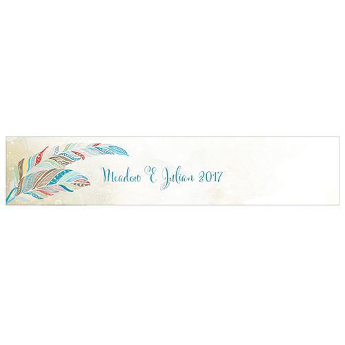 Feather Whimsy Water Bottle Label Sea Blue (Pack of 1)-Wedding Ceremony Stationery-Sea Blue-JadeMoghul Inc.