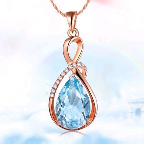 Female charm Water drop pink/purple necklaces pendants jewellery chains crystal women fine jewelry Pendant with stone-X23G-JadeMoghul Inc.