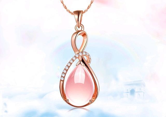 Female charm Water drop pink/purple necklaces pendants jewellery chains crystal women fine jewelry Pendant with stone-X25G-JadeMoghul Inc.