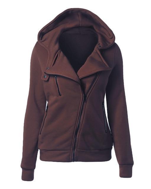 Female Hoodies Sweatshirt Autumn Winter Long Sleeve Zip Hooded Sudaderas Mujer 2018 Warm Women Tracksuit Harajuku Streetwear-Coffee-L-JadeMoghul Inc.