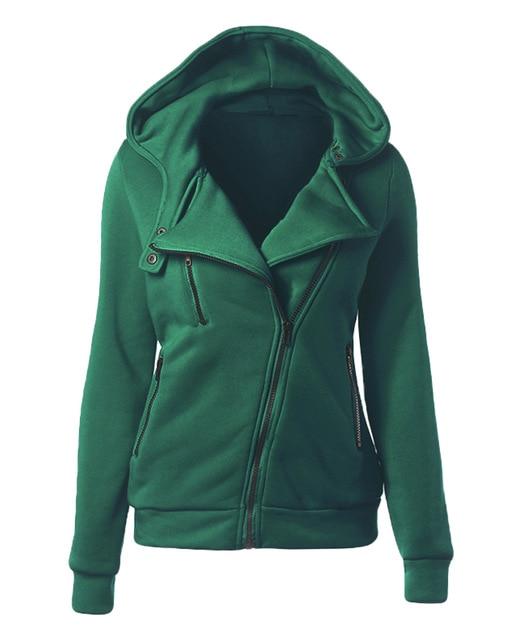Female Hoodies Sweatshirt Autumn Winter Long Sleeve Zip Hooded Sudaderas Mujer 2018 Warm Women Tracksuit Harajuku Streetwear-Green-L-JadeMoghul Inc.