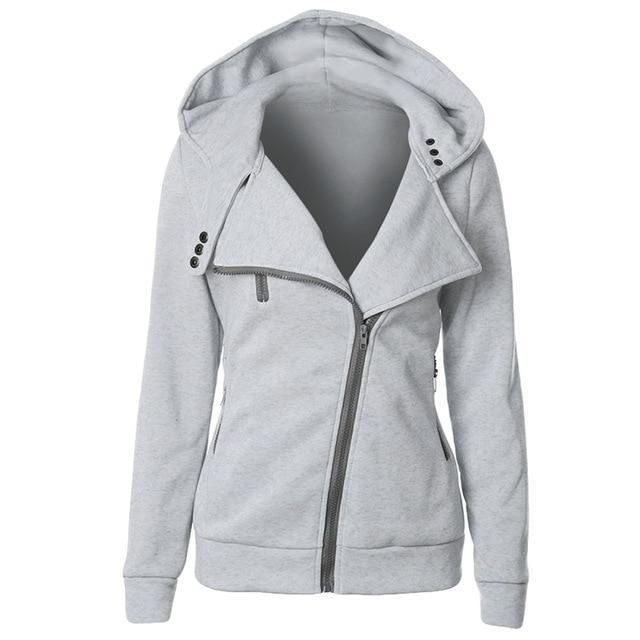Female Hoodies Sweatshirt Autumn Winter Long Sleeve Zip Hooded Sudaderas Mujer 2018 Warm Women Tracksuit Harajuku Streetwear-Light Grey-L-JadeMoghul Inc.