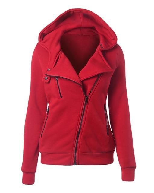 Female Hoodies Sweatshirt Autumn Winter Long Sleeve Zip Hooded Sudaderas Mujer 2018 Warm Women Tracksuit Harajuku Streetwear-Red-L-JadeMoghul Inc.