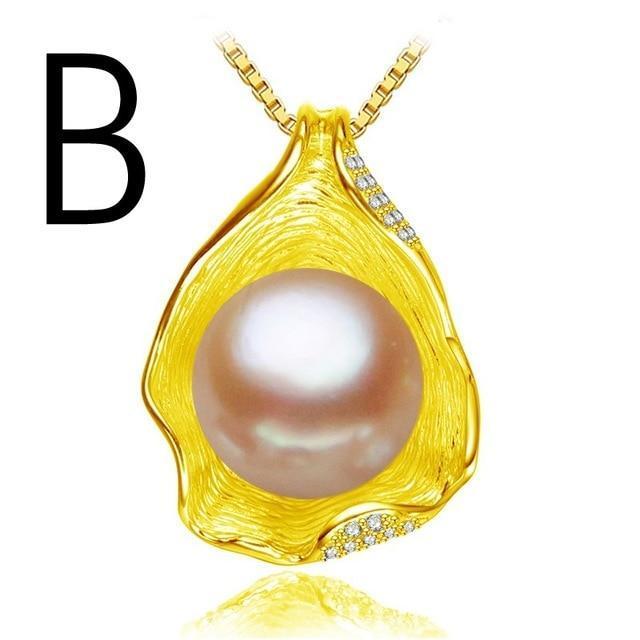 FENASY charm Shell design Pearl Jewelry,Pearl Necklace Pendant,925 sterling silver jewelry ,fashion necklaces for women 2018 new-Orange-JadeMoghul Inc.