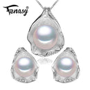 FENASYr Pearl Jewelry ,pearl pendant Jewelry Sets for Women Pearl Necklace/Earring Wedding Jewelry Set , Shell pendant design-White-JadeMoghul Inc.
