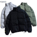 FGKKS Winter New Men Solid Color Parkas Quality Brand Men's Stand Collar Warm Thick Jacket Male Fashion Casual Parka Coat AExp
