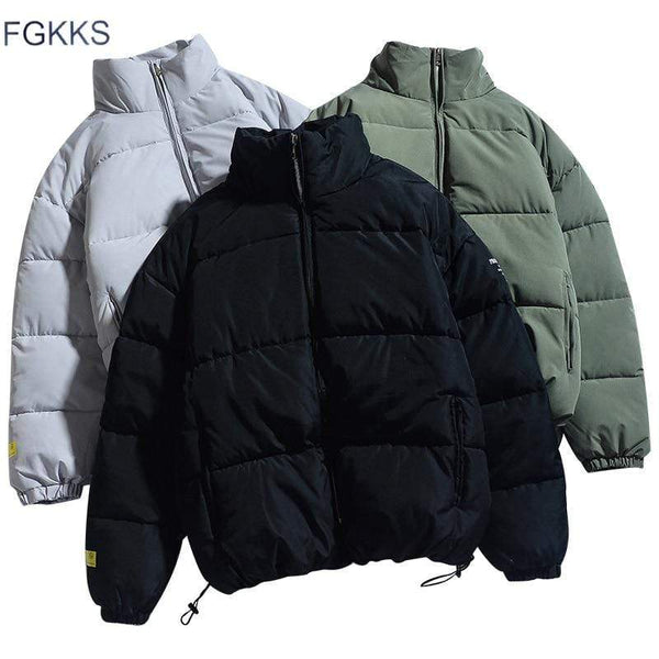 FGKKS Winter New Men Solid Color Parkas Quality Brand Men's Stand Collar Warm Thick Jacket Male Fashion Casual Parka Coat AExp