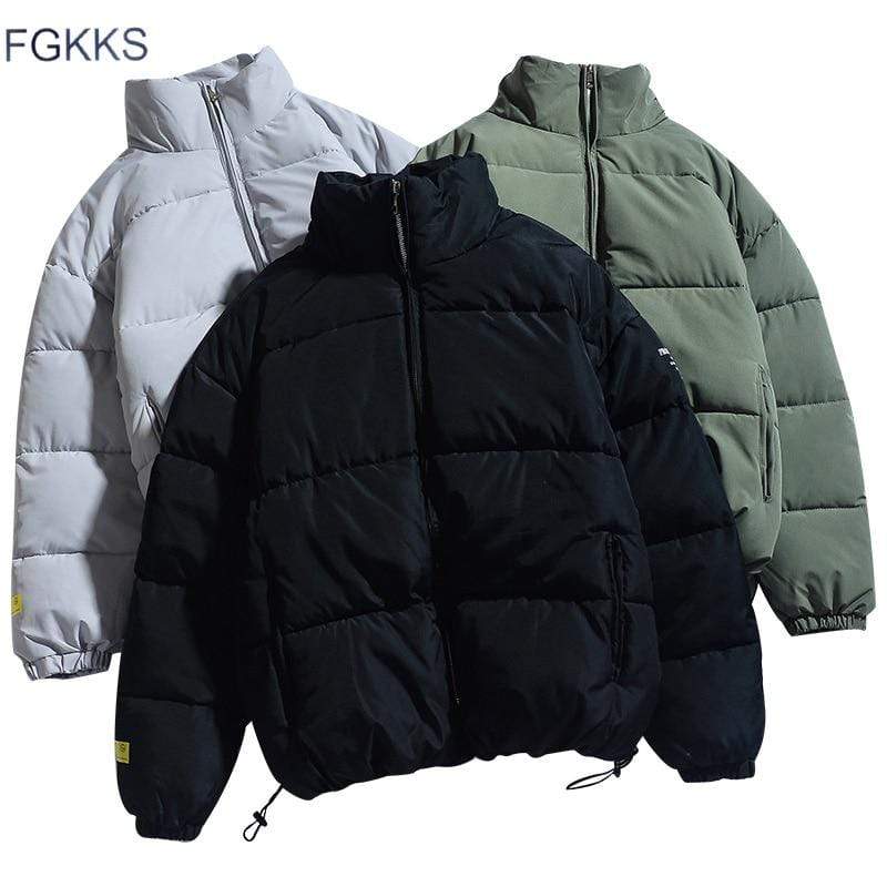 FGKKS Winter New Men Solid Color Parkas Quality Brand Men's Stand Collar Warm Thick Jacket Male Fashion Casual Parka Coat AExp