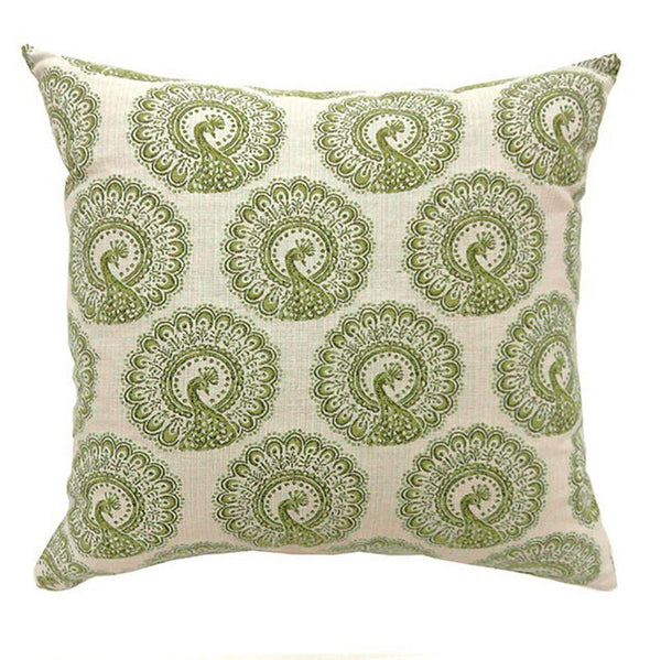 FIFI Contemporary Small Pillow With pattern Fabric, Green Finish, Set of 2-Accent Pillows-Green & Ivory-Cotton & Polyester-JadeMoghul Inc.
