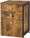 File Cabinet with 3-Drawers, Natural-Accent Chests and Cabinets-Antique Brown-Wood-JadeMoghul Inc.