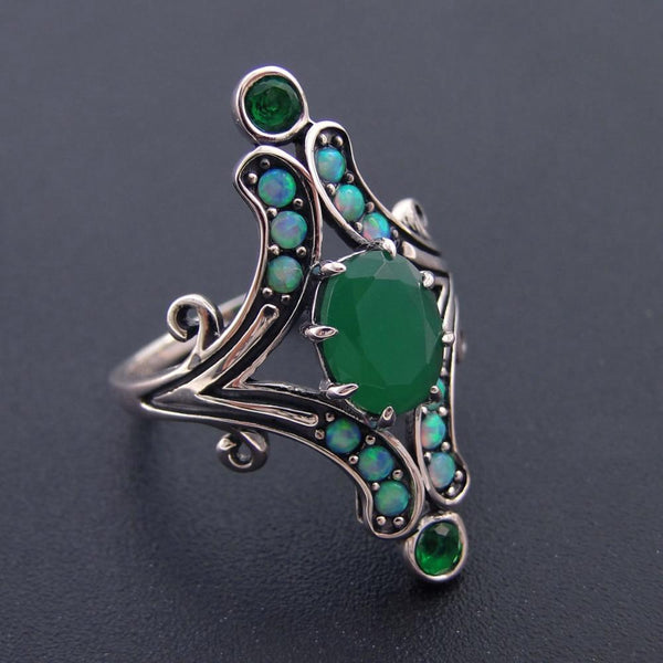 Fine 100% 925 Sterling Silver Jewelry Women Rings For Women Jewelry Green Stone Bands Wedding Ring Party Jewelry Size 6/7/8/9/10-10-Multi-JadeMoghul Inc.