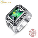 Fine 6.8Ct Nano Russian Emerald Ring For Men Solid 925 Sterling Sliver Jewelry Engagement Wedding Ring For Men Size 6-Size14-10-925 Silver Ring-JadeMoghul Inc.