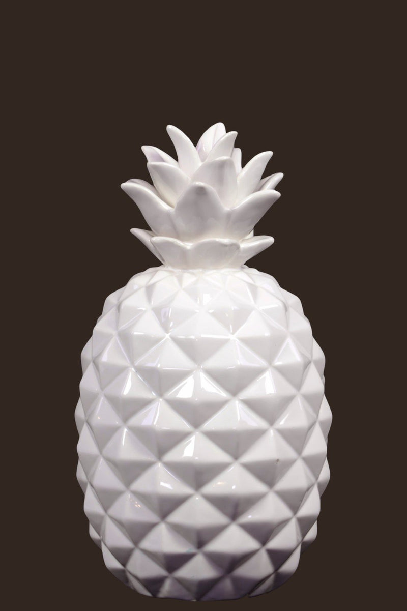 Fine Crafted Pineapple Figurine- Small- White- Benzara-Decorative Accessories-White-Ceramic-JadeMoghul Inc.