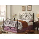 Fine-looking Queen Size Metal Bed with Scroll Details, Bronze-Panel Beds-Bronze-METAL-JadeMoghul Inc.