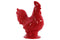 Finely Designed Ceramic Rooster Figurine On Base, Glossy Red-Animal Statues-Red-Ceramic-JadeMoghul Inc.